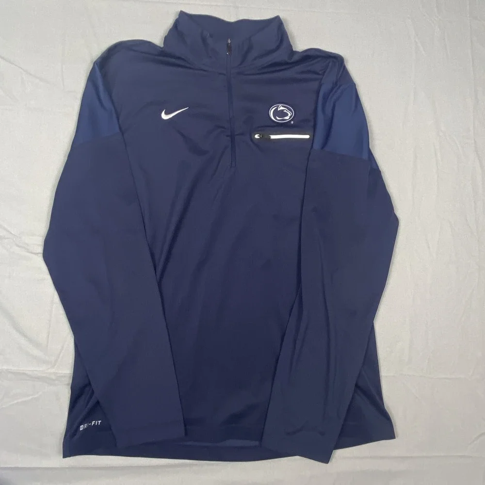 Penn State Nittany Lions Jacket Mens XL Navy Blue Nike Football NCAA Quarter Zip